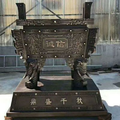 寺廟大型玻璃鋼仿銅浮雕銅鼎雕塑