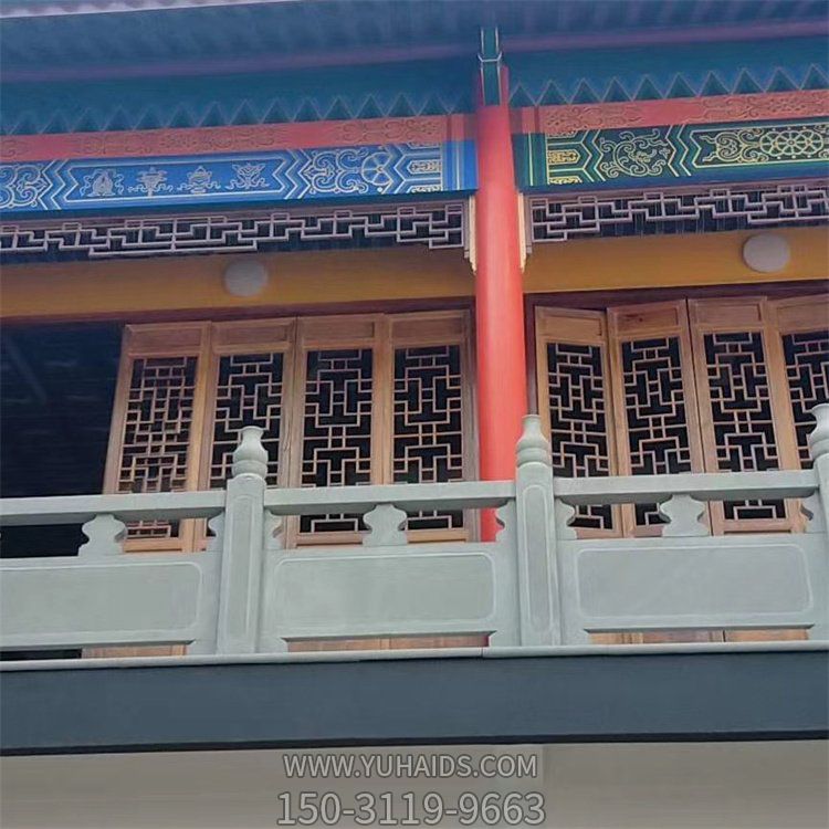 青石雕刻欄板 寺院建筑陽(yáng)臺防護欄桿雕塑