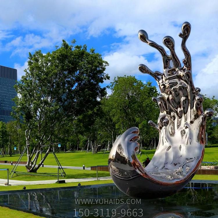 戶(hù)外公園不銹鋼鏡面大型浪花擺件雕塑