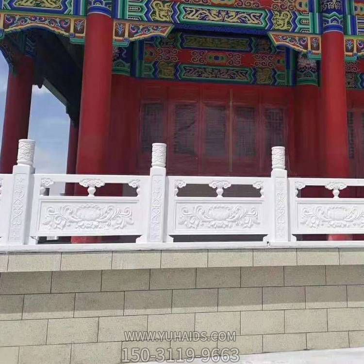 漢白玉石材浮雕荷花仿古建筑寺院防護欄桿雕塑