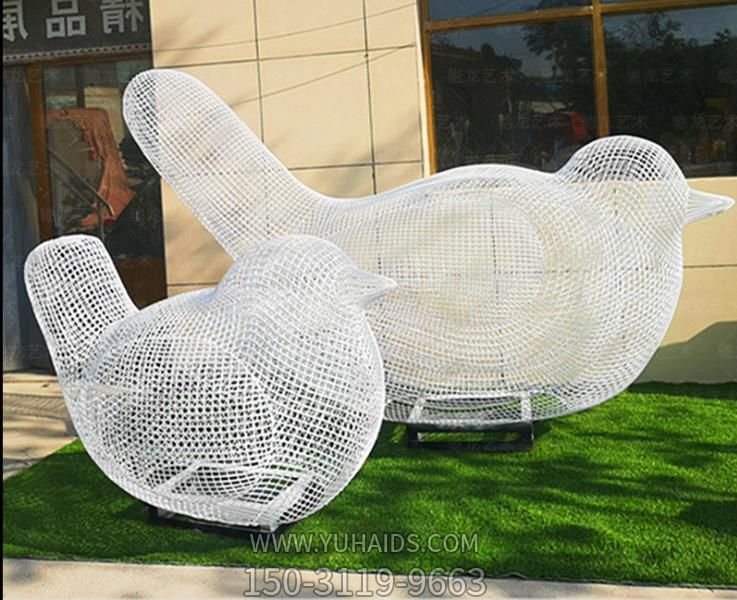 大型不銹鋼鐵網(wǎng)格抽象鴿子動(dòng)物雕塑園林景區小品