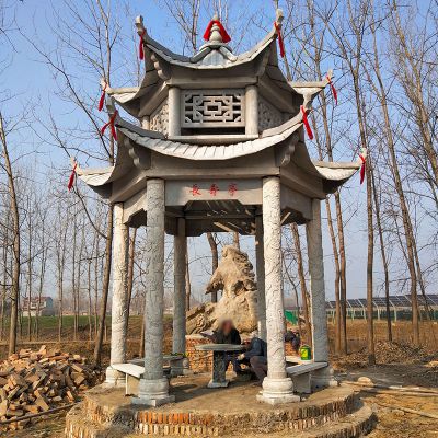 村莊戶(hù)外景觀(guān)仿古建筑兩層斗拱涼亭雕塑