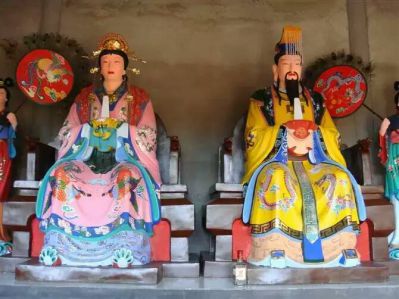 玉帝雕塑-寺廟供奉神佛玻璃鋼彩繪王母和玉帝雕塑