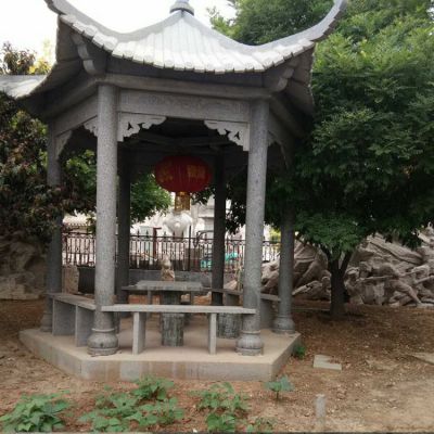 石雕青石雕刻仿古建筑公園戶(hù)外擺放中式六角涼亭