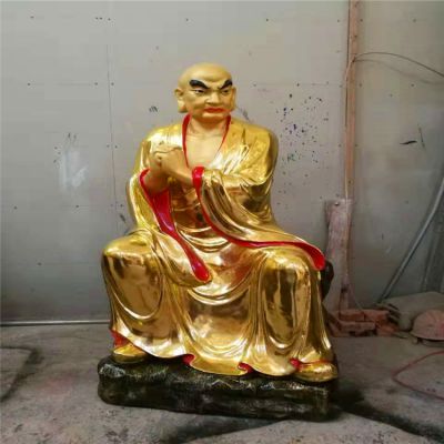 不銹鋼噴金烤漆大型景觀(guān)十八羅漢雕塑