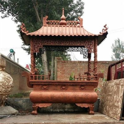 銅雕寺廟香爐雕塑