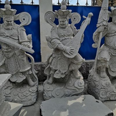 天然青石浮雕寺廟戶外擺放四大金剛佛像雕塑