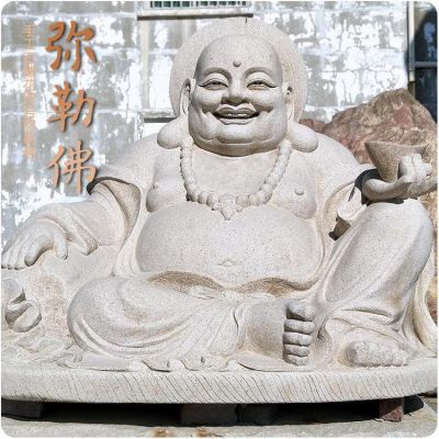 手工雕刻花崗巖雕刻彌勒佛雕像寺廟景觀雕塑