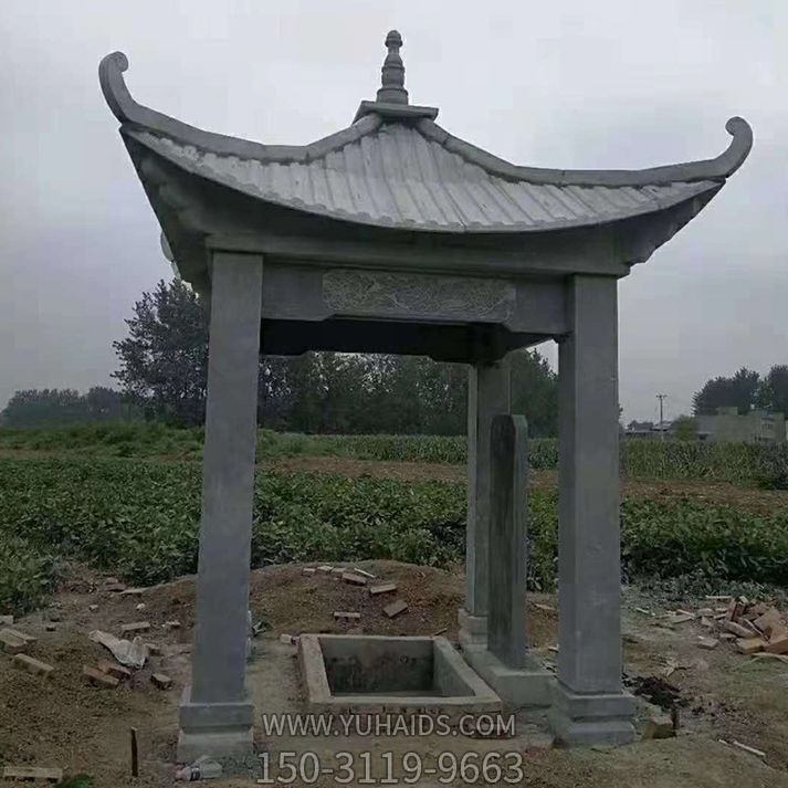 村莊簡(jiǎn)易青石仿古建筑涼亭雕塑