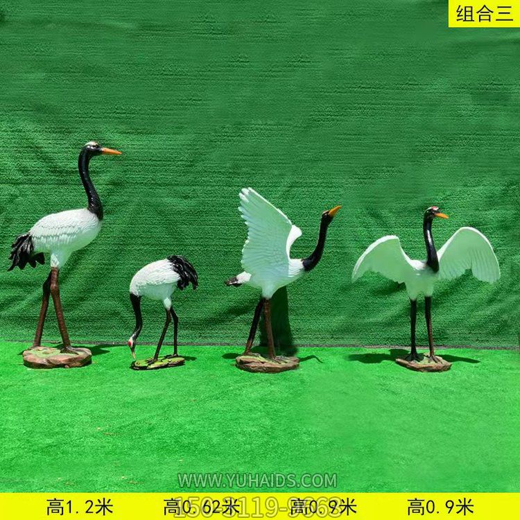 玻璃鋼仿真動物景觀擺件戶外景區(qū)仙鶴雕塑