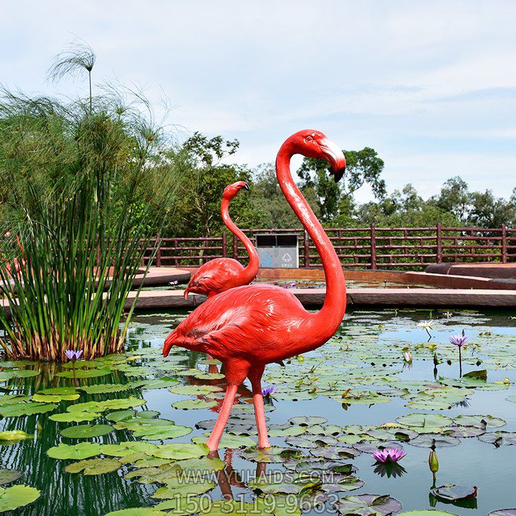 玻璃鋼火烈鳥(niǎo)，仿生火烈鳥(niǎo)雕塑