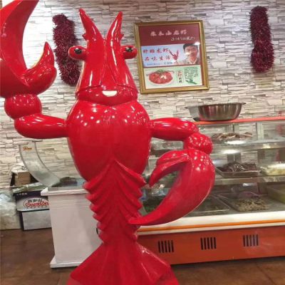 火鍋店大型不銹鋼創(chuàng  )意小龍蝦擺件