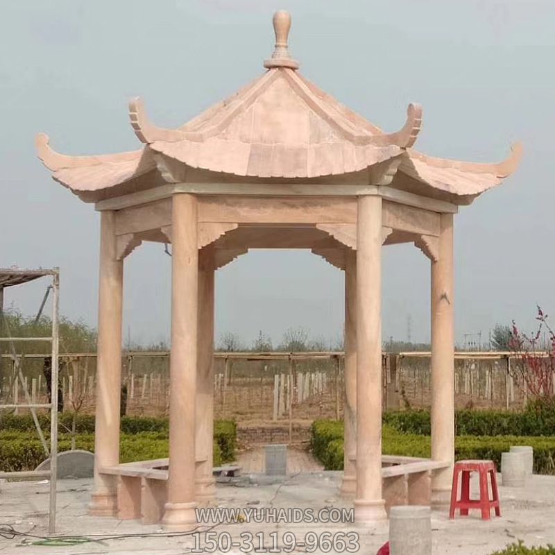 公園廣場(chǎng)擺放大理石六級仿古建休閑涼亭雕塑