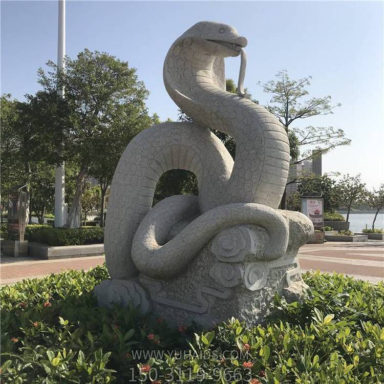 公園廣場(chǎng)擺放大理石雕刻十二生肖蛇動(dòng)物雕塑