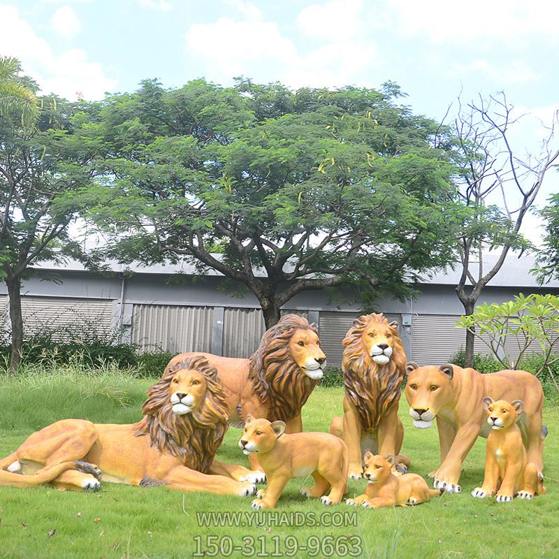 戶(hù)外草坪玻璃鋼仿真動(dòng)物園林景觀(guān)裝飾擺件獅子雕塑