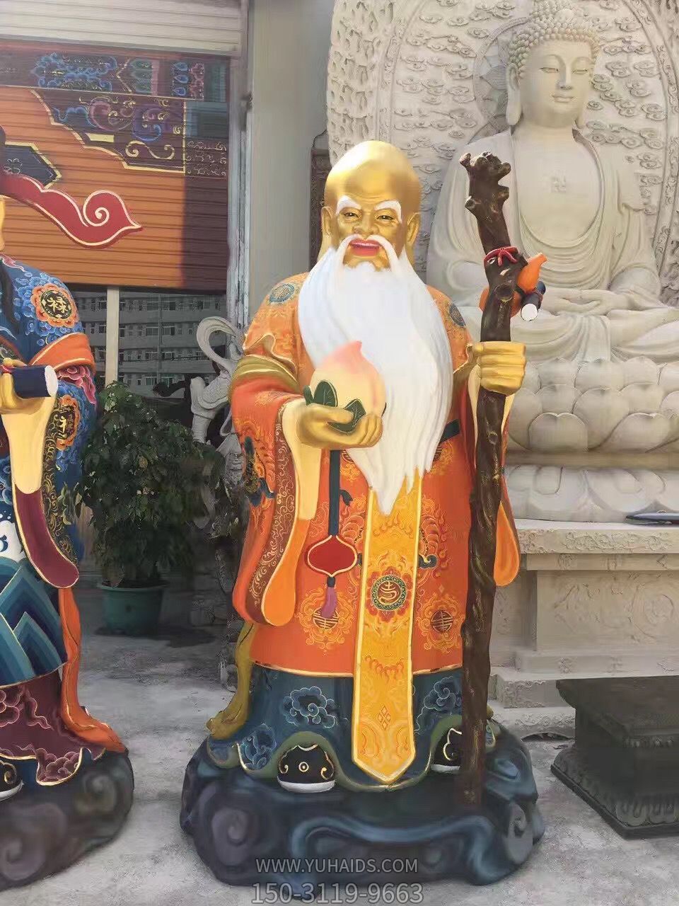 大型玻璃鋼景區壽星人物景觀(guān)福祿壽雕塑