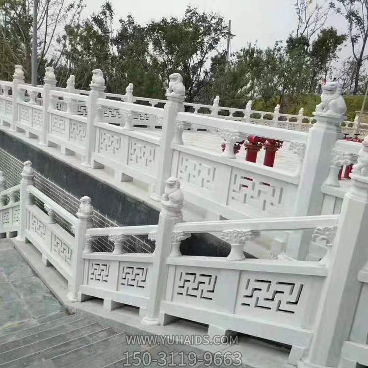 漢白玉浮雕鏤空花紋寺廟樓梯臺(tái)階裝飾欄桿欄板雕塑