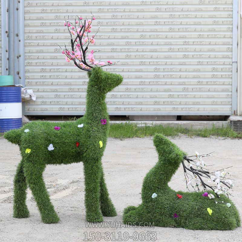 公園景區不銹鋼綠植梅花鹿雕塑