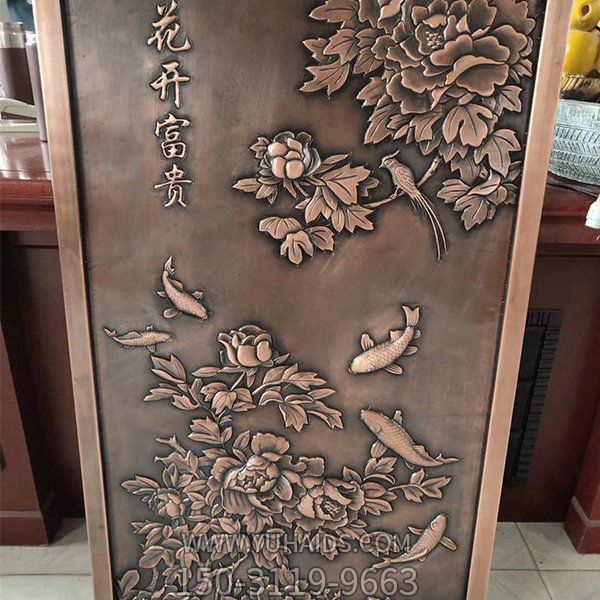 浮雕菊花銅雕室內大型壁畫(huà)雕塑