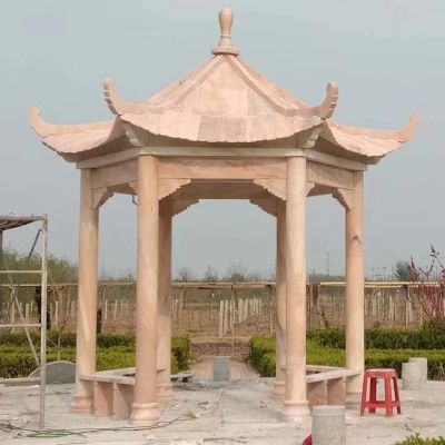 公園廣場(chǎng)擺放大理石六級(jí)仿古建休閑涼亭