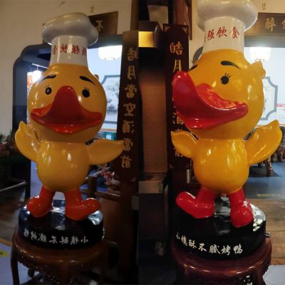 飯店擺放玻璃鋼卡通鴨子吉祥物景觀(guān)小品