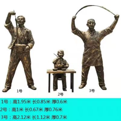 民俗人物景觀(guān)玻璃鋼仿銅賣(mài)拉面的人物雕塑