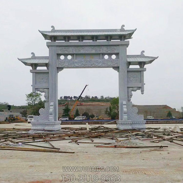 石雕牌坊牌樓單門(mén)仿古中式新農村建設園林雕塑