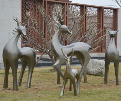 公園景區不銹鋼仿銅抽象藝術(shù)鹿雕塑