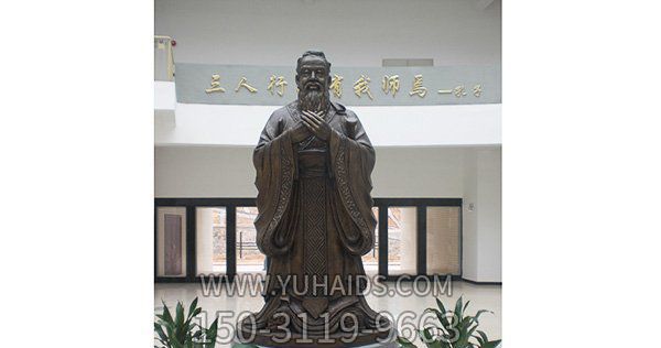 孔子學(xué)校室內擺放古代名師玻璃鋼仿銅雕雕塑