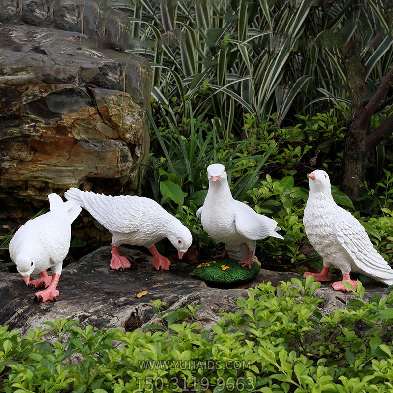 公園戶(hù)外池塘邊仿真動(dòng)物玻璃鋼材質(zhì)鴿子雕塑