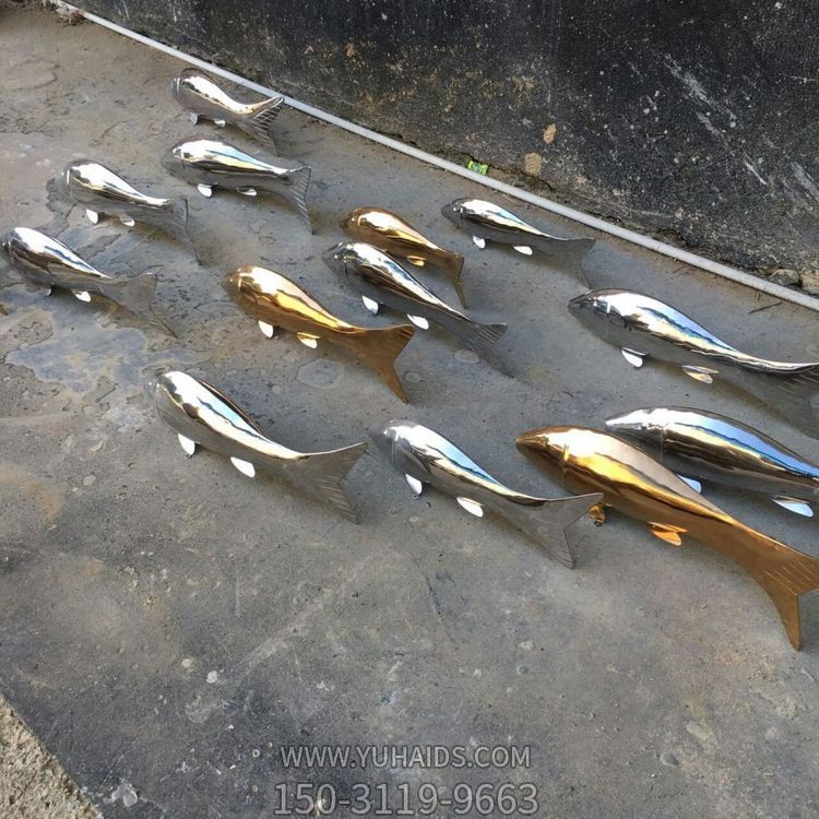 不銹鋼小魚(yú)擺件戶(hù)外水池景觀(guān)工藝品售樓酒店別墅庭院室外金屬雕塑