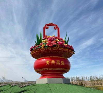 定制玻璃鋼大型花籃雕塑戶(hù)外天安門(mén)廣場(chǎng)公園花籃雕塑