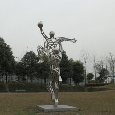 戶外公園不銹鋼鏤空抽象人物雕塑