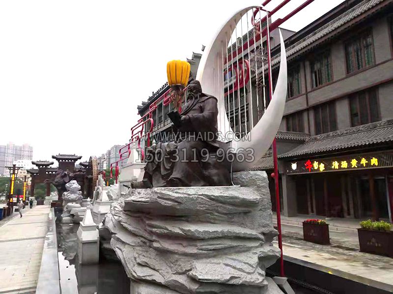 運城關王廟夜讀春秋雕像