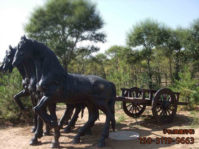 銅雕動(dòng)物景觀(guān)雕塑-馬車(chē)